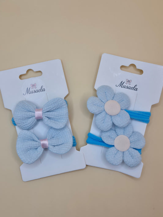 2er Set Haargummis mit Blume oder Schleife
