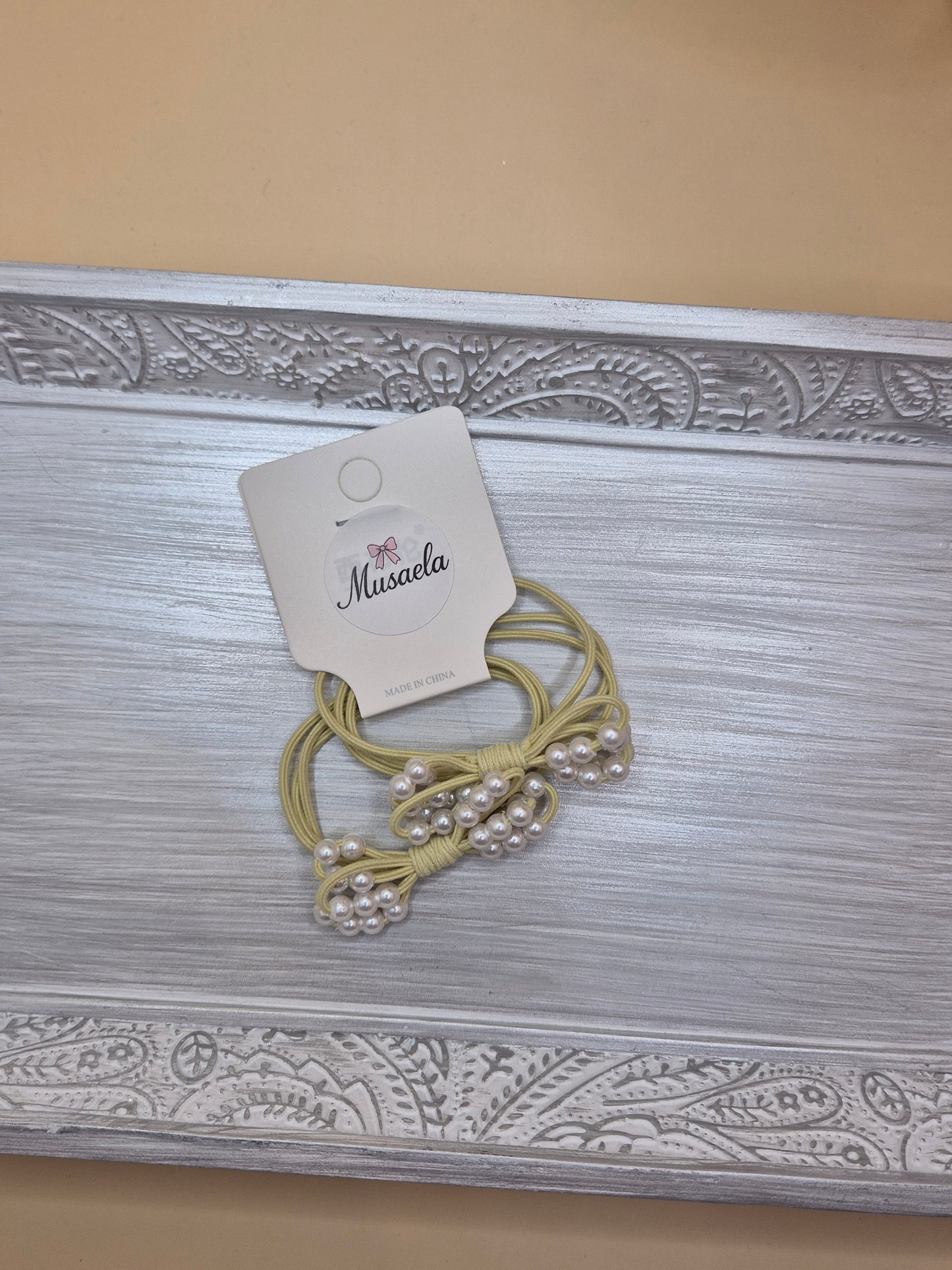 2er Set Haargummis mit Perlen