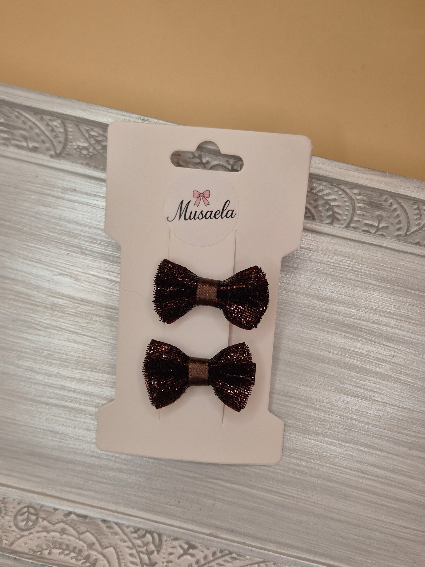 2er Set Haarspangen mit kleiner glitzer Schleife