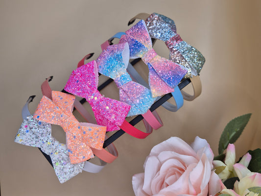 Haarreif mit Glitzer Schleife