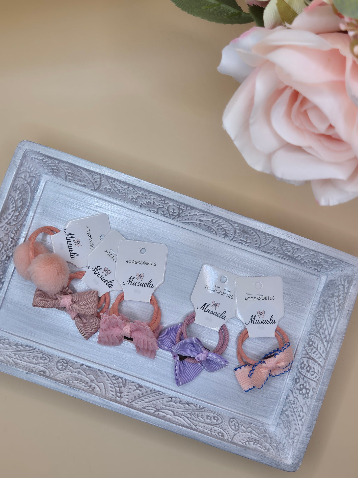 Haargummis mit Schleifen im Set