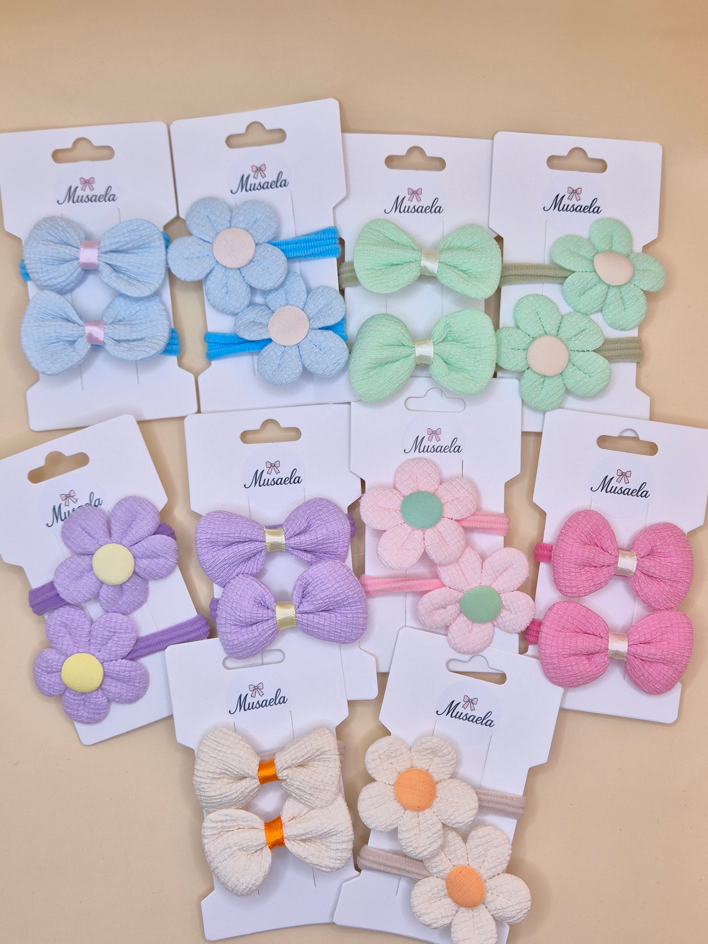 2er Set Haargummis mit Blume oder Schleife