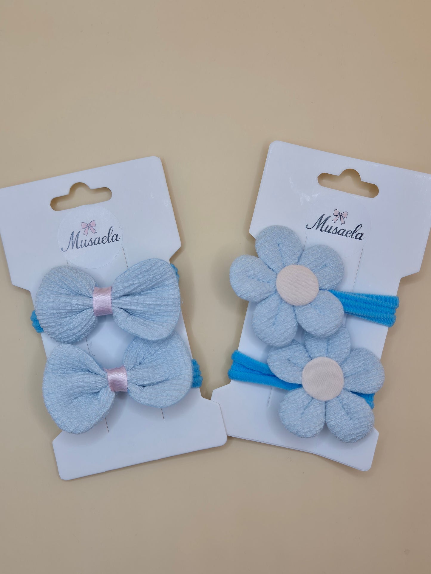 2er Set Haargummis mit Blume oder Schleife