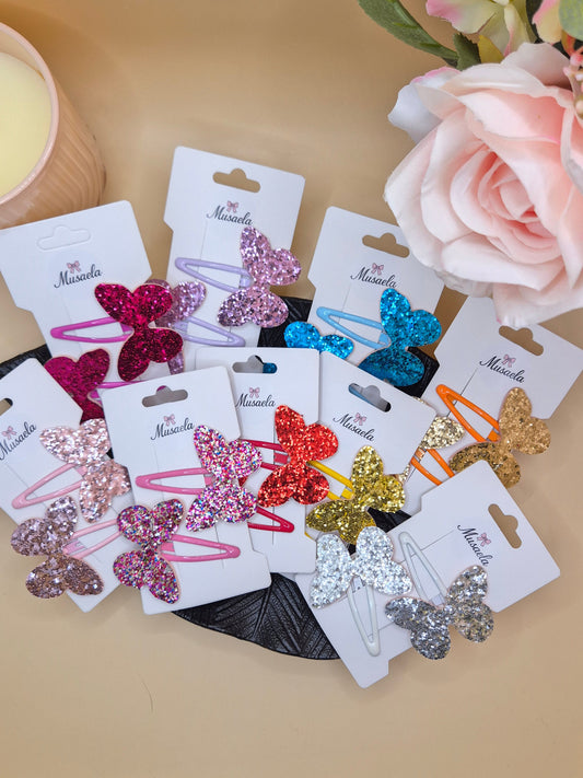 Haarspange mit Glitzer Schmetterling in verschiedenen Farben