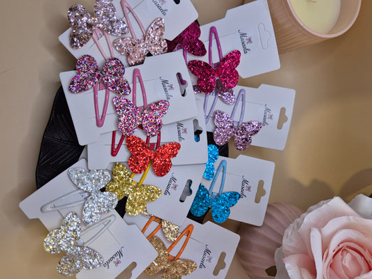 Haarspange mit Glitzer Schmetterling in verschiedenen Farben
