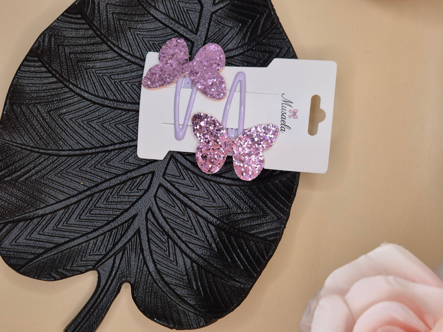 Haarspange mit Glitzer Schmetterling in verschiedenen Farben