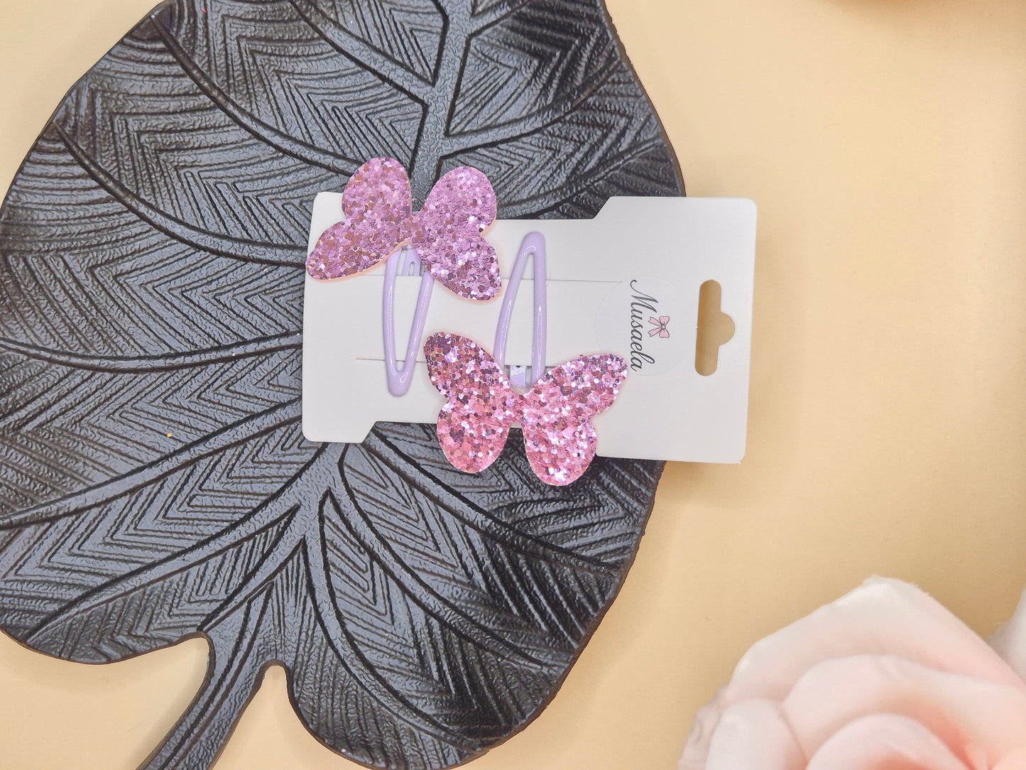 Haarspange mit Glitzer Schmetterling in verschiedenen Farben