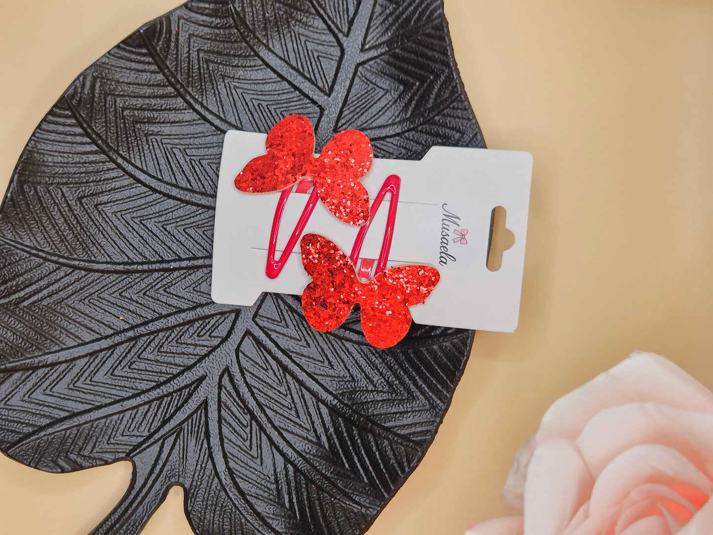 Haarspange mit Glitzer Schmetterling in verschiedenen Farben