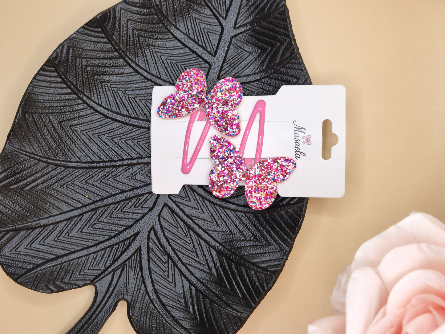Haarspange mit Glitzer Schmetterling in verschiedenen Farben