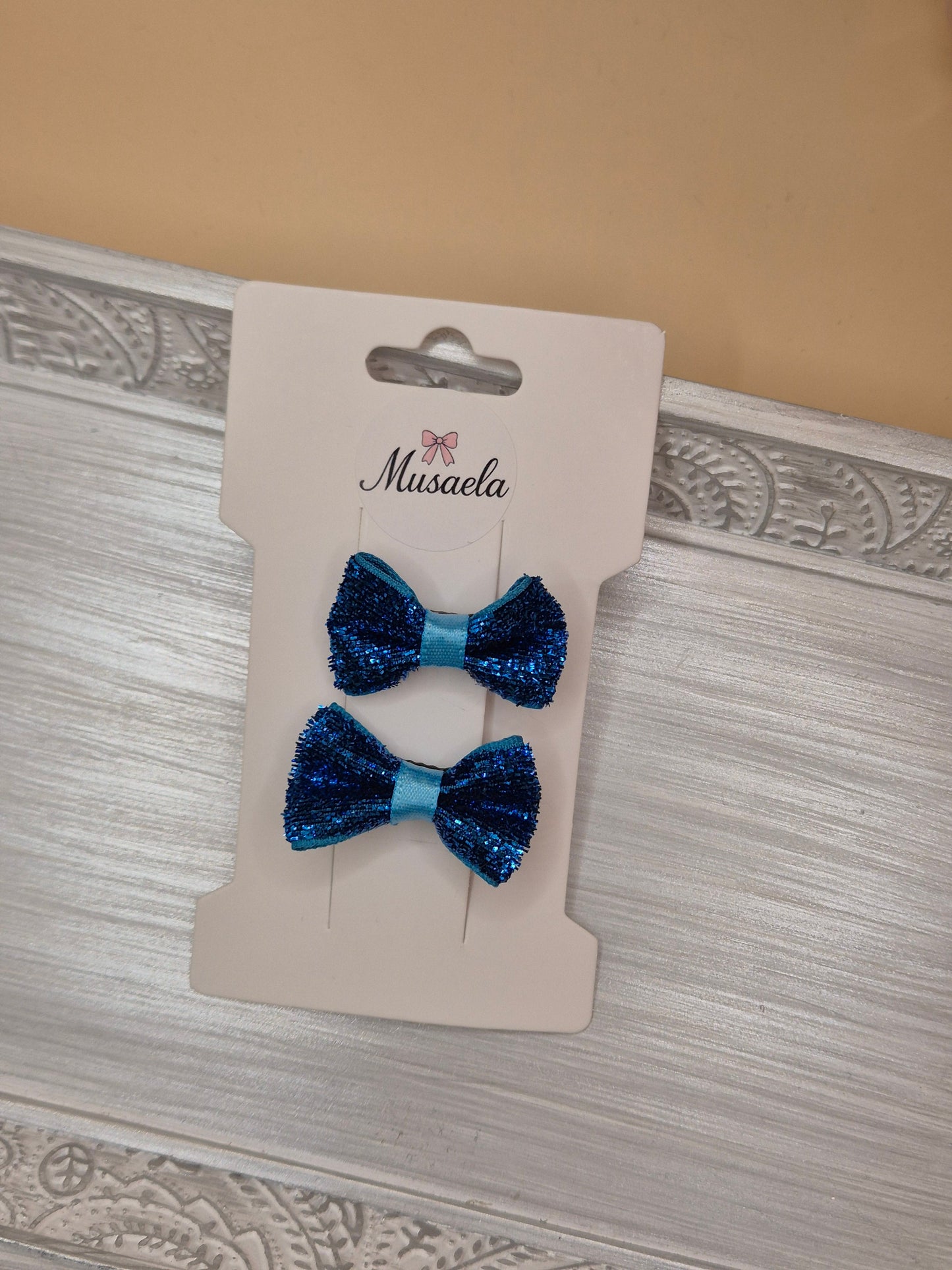 2er Set Haarspangen mit kleiner glitzer Schleife