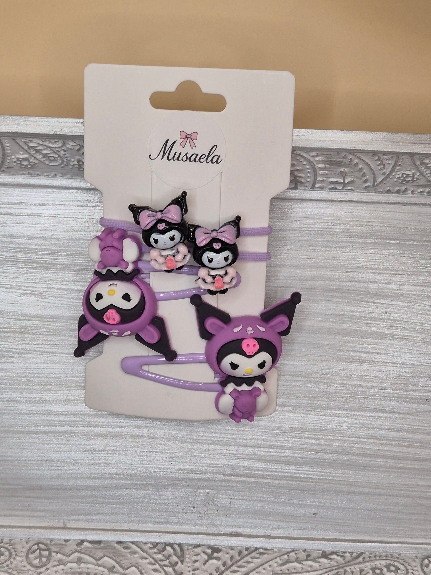 Kuromi Haarspangen & Haargummi Set