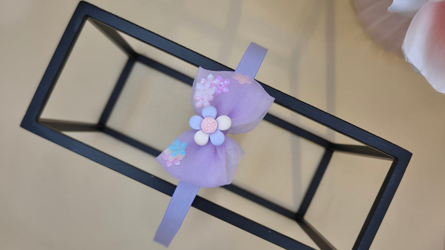 Haarreif mit Blume & Pailletten