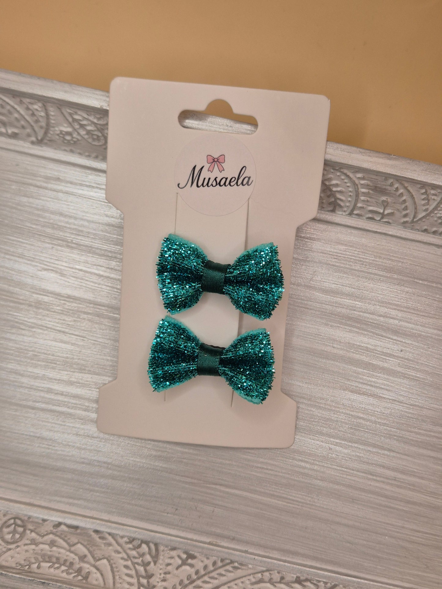 2er Set Haarspangen mit kleiner glitzer Schleife