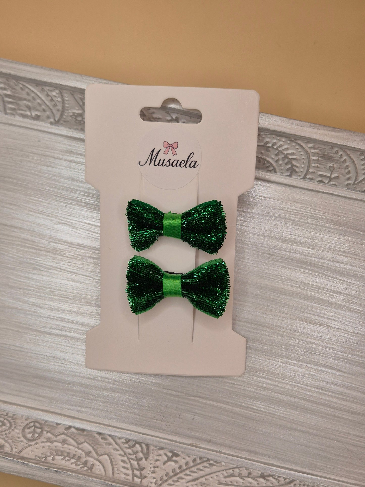 2er Set Haarspangen mit kleiner glitzer Schleife
