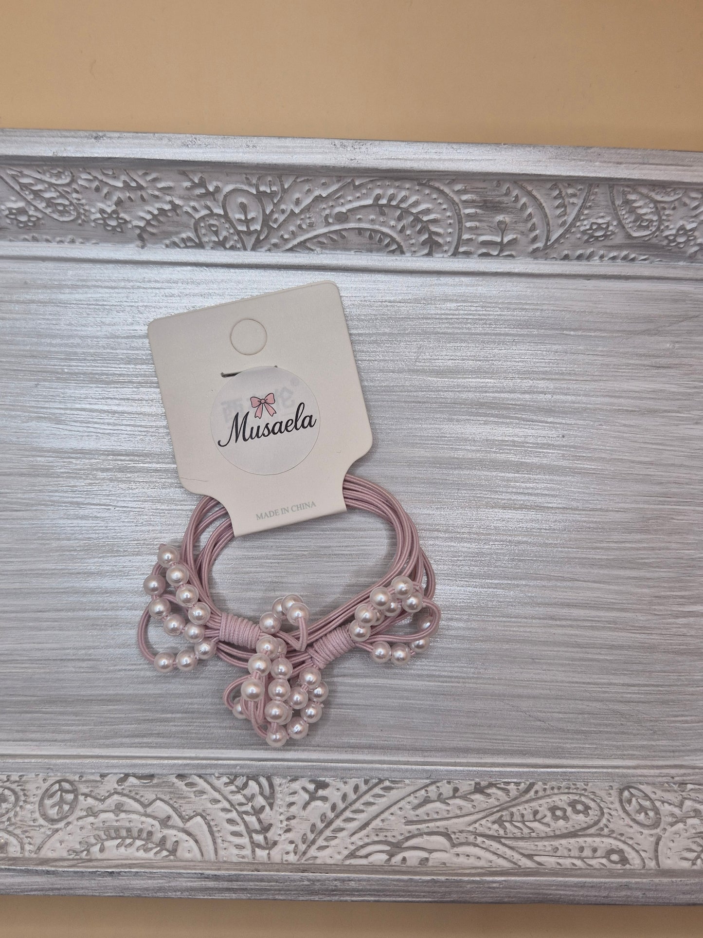 2er Set Haargummis mit Perlen