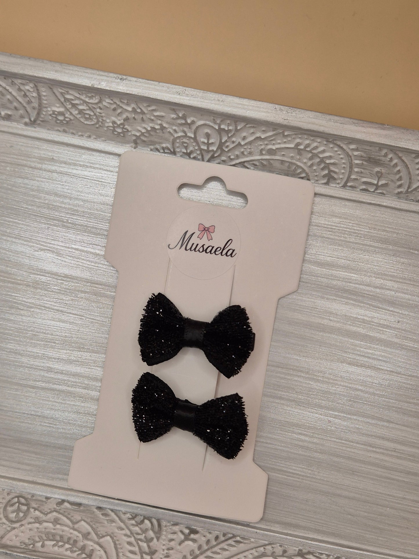 2er Set Haarspangen mit kleiner glitzer Schleife