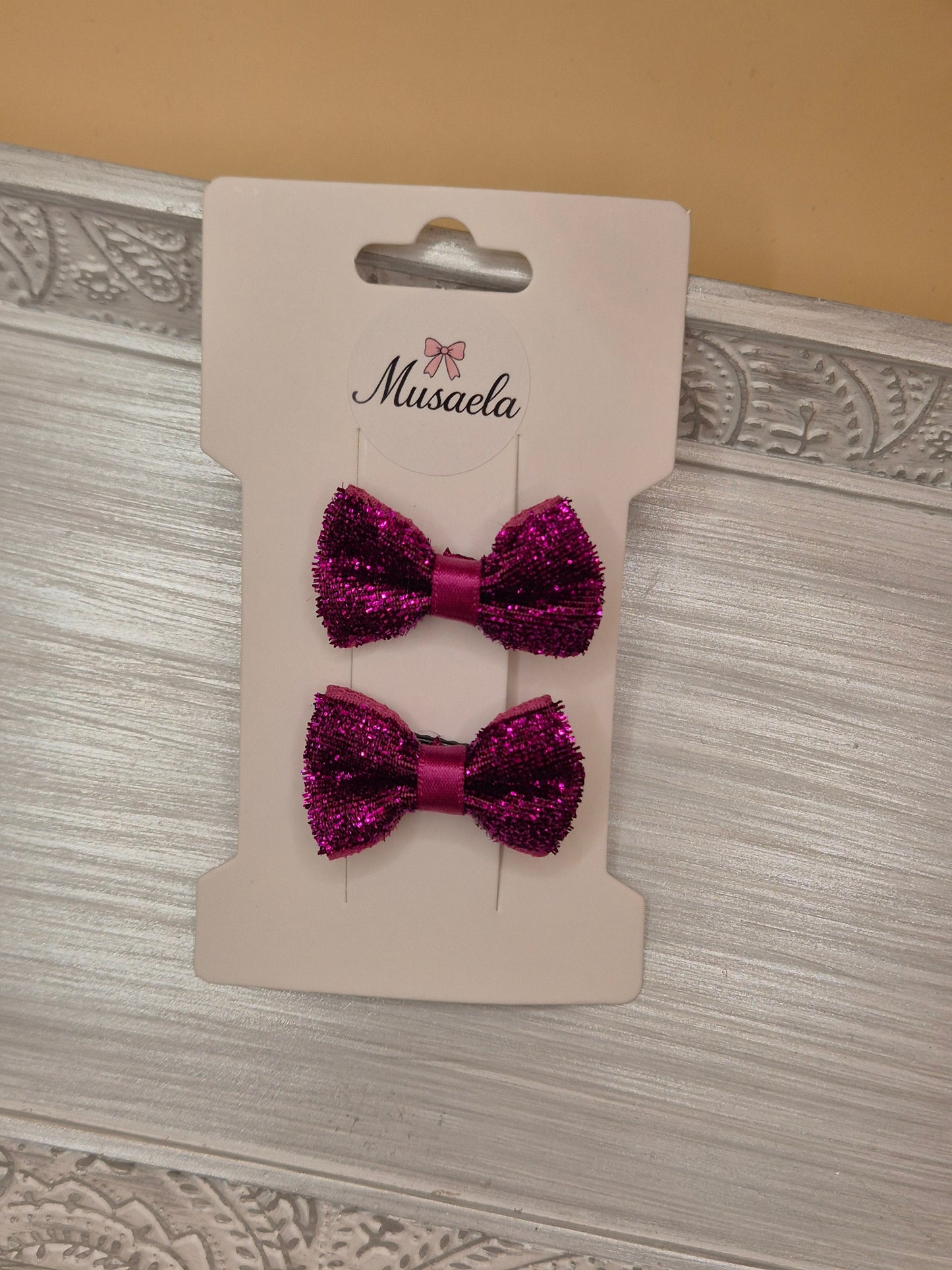 2er Set Haarspangen mit kleiner glitzer Schleife
