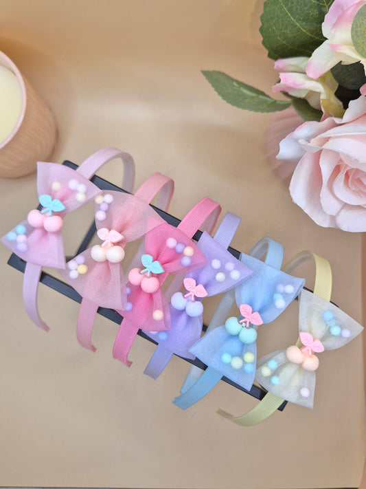 Haarreif mit Schleife mit bunten Kügelchen