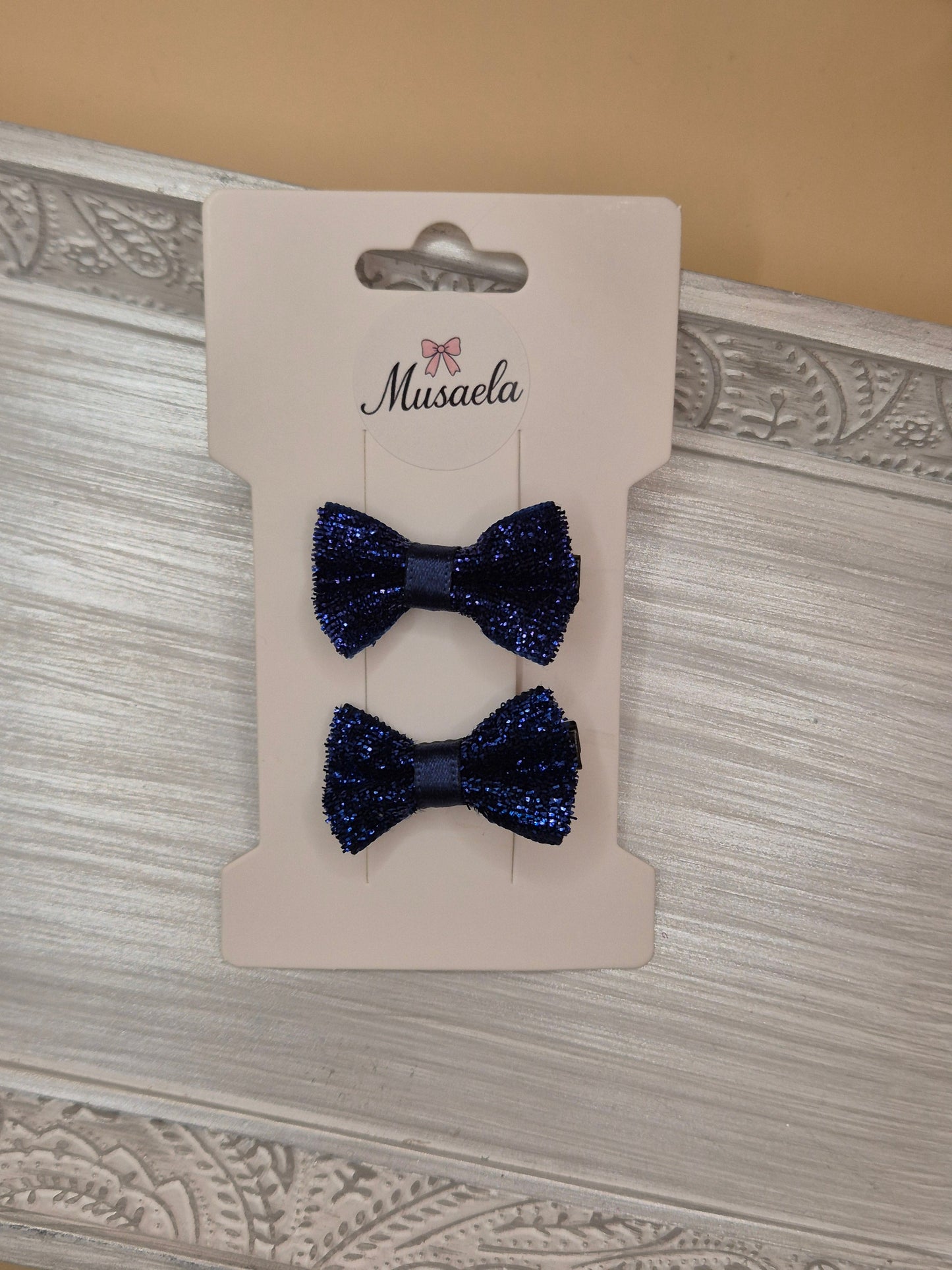 2er Set Haarspangen mit kleiner glitzer Schleife