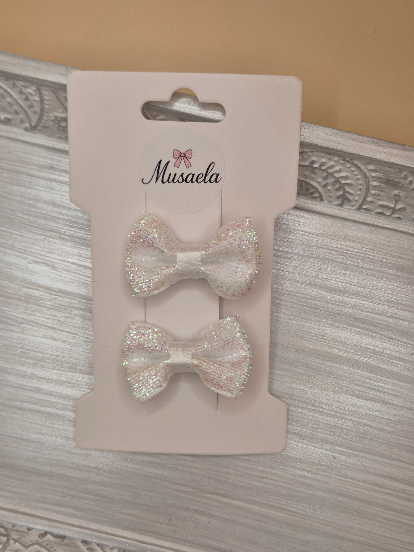 2er Set Haarspangen mit kleiner glitzer Schleife