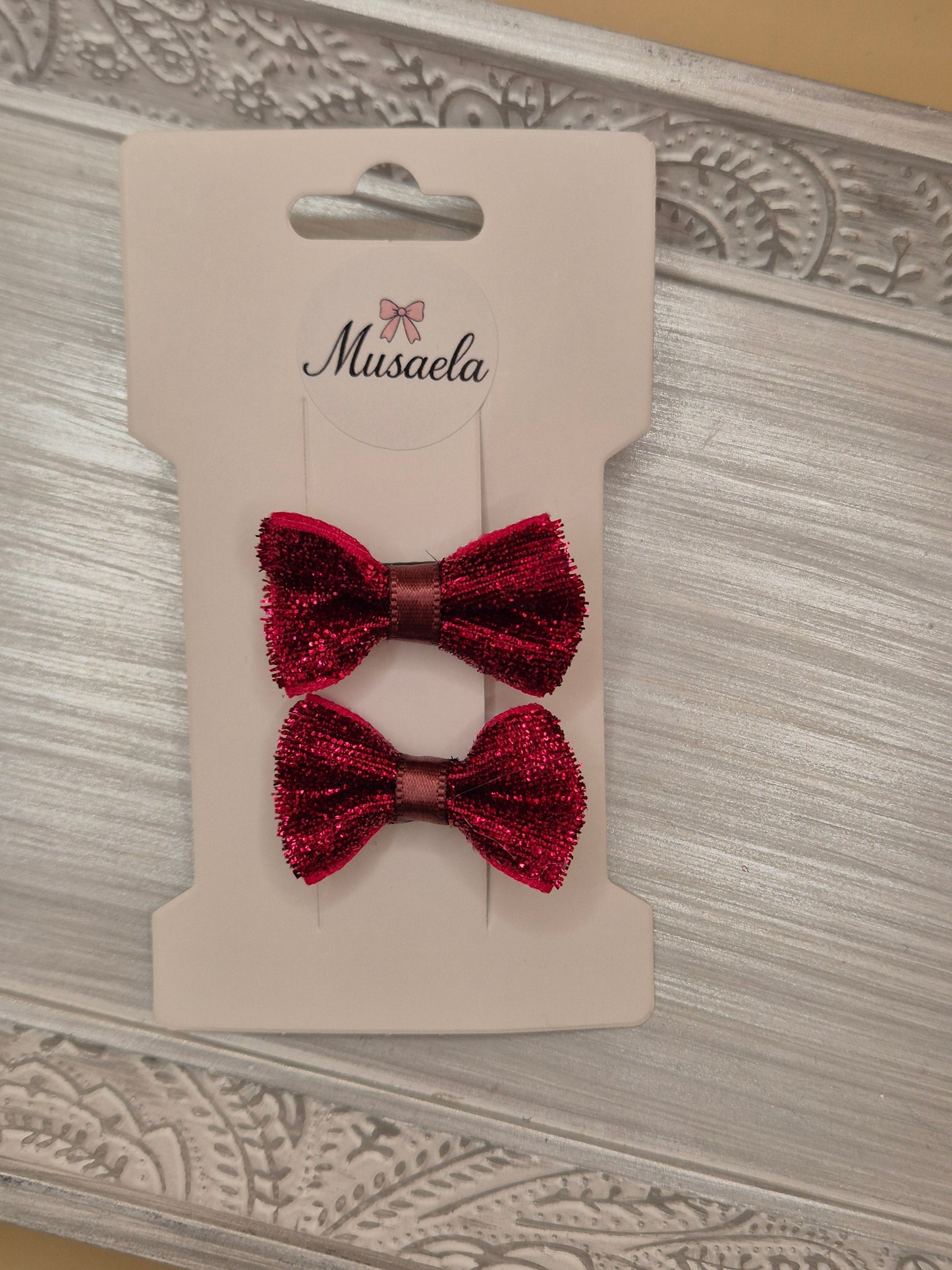 2er Set Haarspangen mit kleiner glitzer Schleife