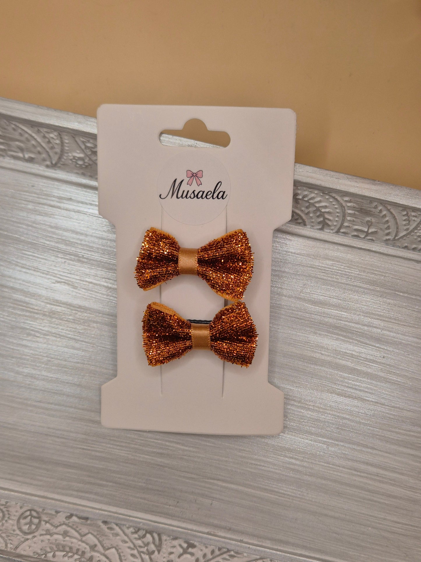 2er Set Haarspangen mit kleiner glitzer Schleife