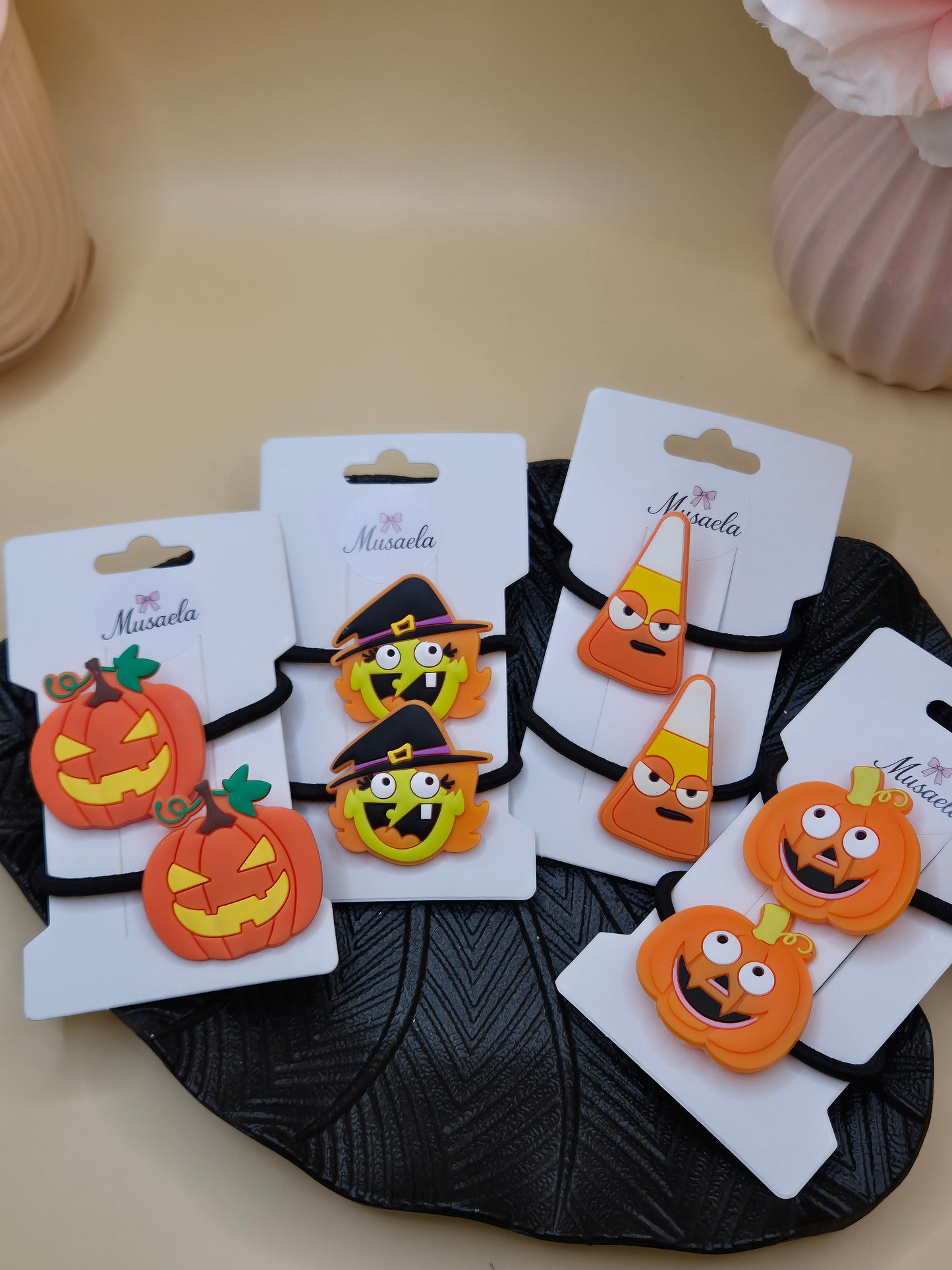 Halloween Haargummis Kürbis, Candy Corn und Hexe