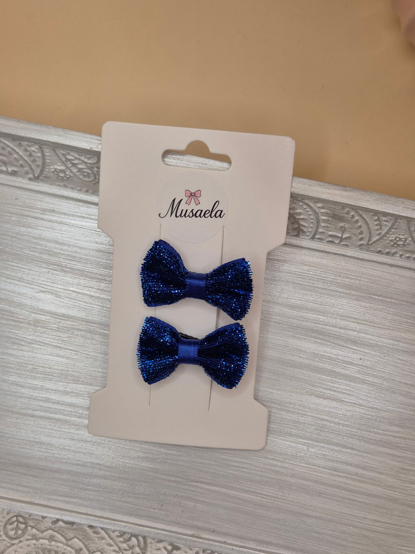 2er Set Haarspangen mit kleiner glitzer Schleife
